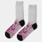 Chaussette ANGE JOUE LA LYRE SUR LES NUAGES Rose  (Gauche)