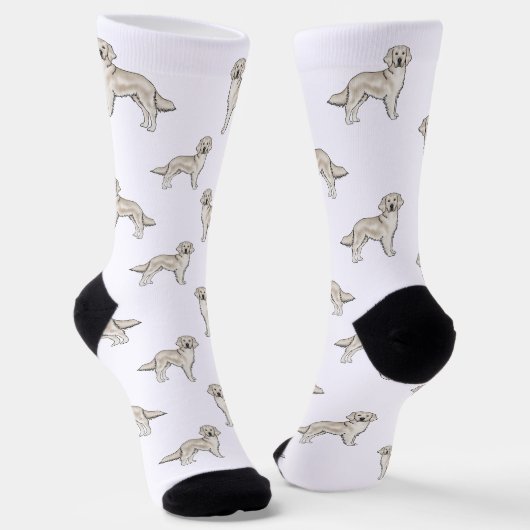 Chaussette Anglais Crème Golden Retriever mignon chien Motif (Angulaire)