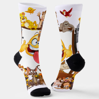 Chaussette Animaux de dessin animé amusants en groupe