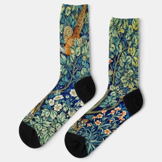 Chaussette Animaux et fleurs des bois, William Morris (Gauche)