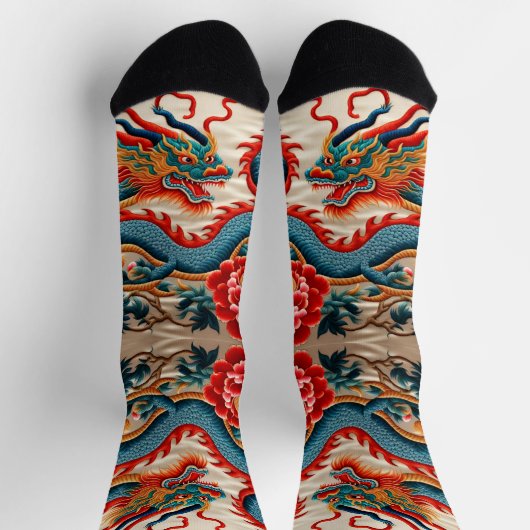 Chaussette Année chinoise du dragon Anniversaire de la "Brode (Haut)