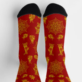 Chaussette Année du lapin Rouge et or Mandala Motif (Haut)