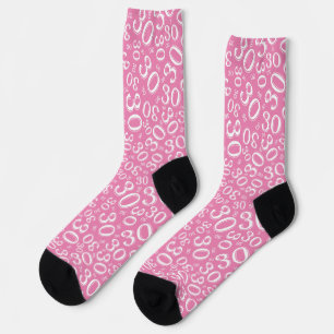 Chaussette Anniversaire 30 Ans Motif Nombre Aléatoire Rose/Bl