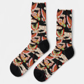 Chaussette ANTIQUE JAPANESE BUTTERFLIES Red Black White (Gauche)