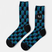 Chaussette Aqua bleu scintille diamant motif noir Monogramme (Gauche)