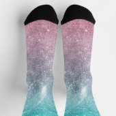 Chaussette Aqua blue Pink ombre mer galaxie abstraite (Haut)