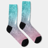 Chaussette Aqua blue Pink ombre mer galaxie abstraite (Droite)