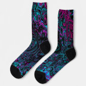 Chaussette Aqua Magenta et Abstrait noir (Gauche)