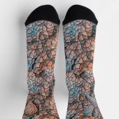 Chaussette Aqua-peach-black quilt pattern Crew Socks (Haut)