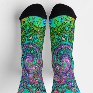 Chaussette Aquamarine Super Abstrait Retro Liquid Swirl