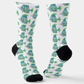 Chaussette Aquarelle Animal Art Blue Tropical Fish