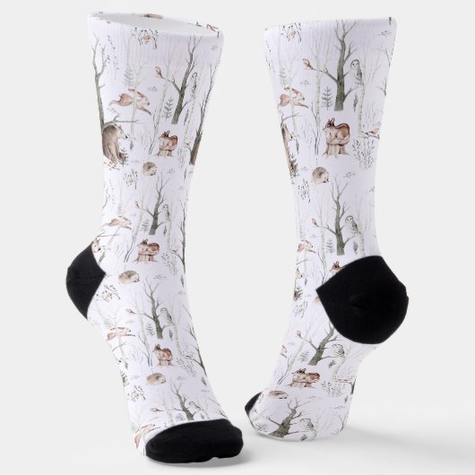Chaussette Aquarelle Animaux forestiers (Angulaire)