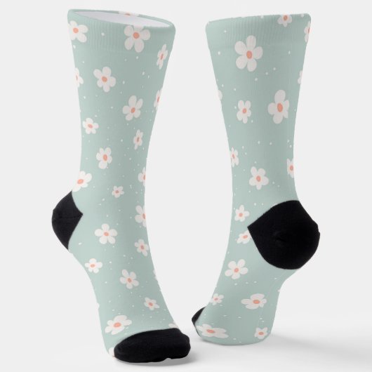Chaussette Aquarelle bleu clair fille mûre florale (Angulaire)