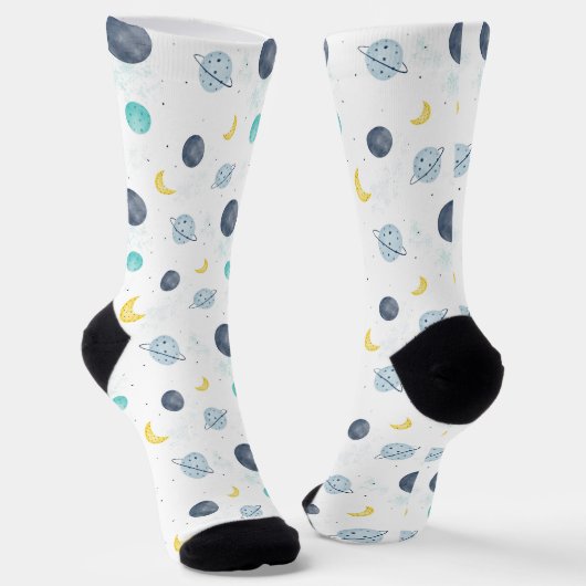 Chaussette Aquarelle Blue Space Planet Motif (Angulaire)