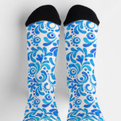 Chaussette Aquarelle botanique Bleu et Blanc (Haut)