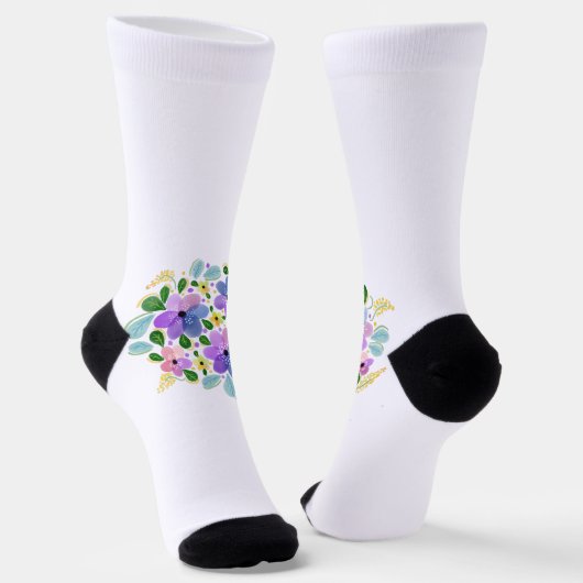 Chaussette Aquarelle colorée Floral (Angulaire)