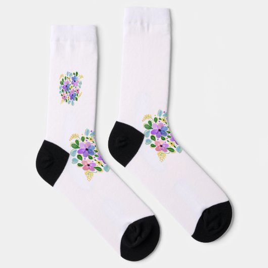 Chaussette Aquarelle colorée Floral (Droite)