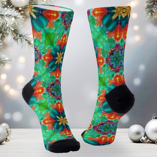 Chaussette Aquarelle colorée Motif de Noël