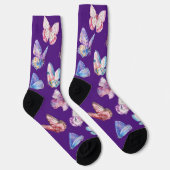 Chaussette Aquarelle colorée Papillon Motif pourpre (Droite)