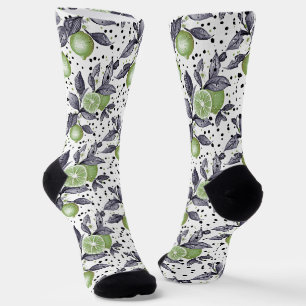 Chaussette aquarelle esquissée détaillée de feuilles verts, c