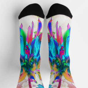 Chaussette Aquarelle étonnante Rainbow Cactus Dahlia