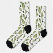Chaussette Aquarelle Festive Arbres de Noël Holly Motif (Gauche)