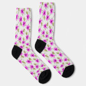 Chaussette Aquarelle fleur de lys rose florale (Droite)