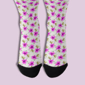 Chaussette Aquarelle fleur de lys rose florale