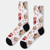 Chaussette aquarelle florale botanique automne femmes (Gauche)