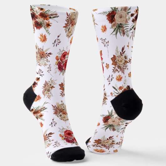 Chaussette aquarelle florale botanique automne femmes (Angulaire)