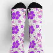 Chaussette Aquarelle florale simple impression violet et rose (Haut)