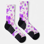 Chaussette Aquarelle florale simple impression violet et rose (Droite)