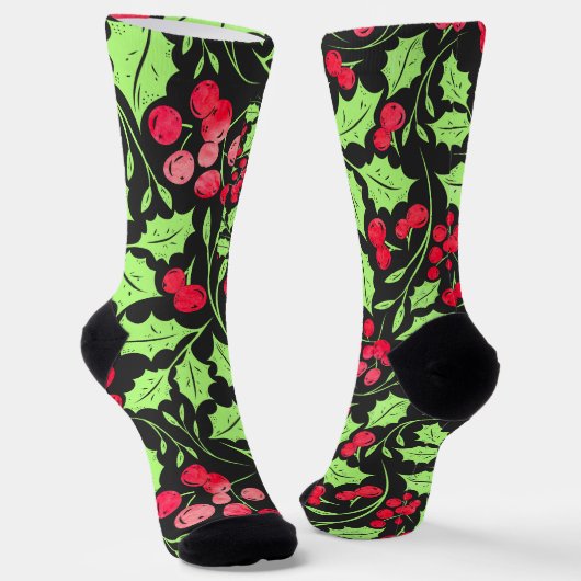 Chaussette Aquarelle Holly et Berries (Angulaire)