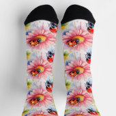 Chaussette Aquarelle Ladybugs sur Fleurs (Haut)