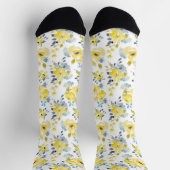 Chaussette Aquarelle Motif Floral Jaune (Haut)
