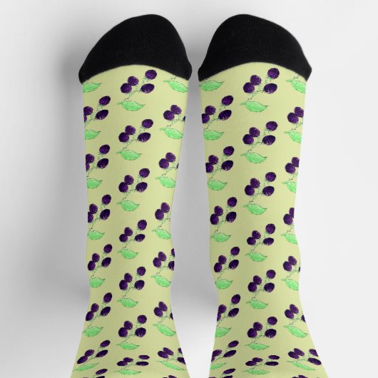 Chaussette Aquarelle Mûre Noire Botanique (Haut)