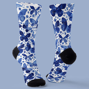 Chaussette Aquarelle papillon bleu