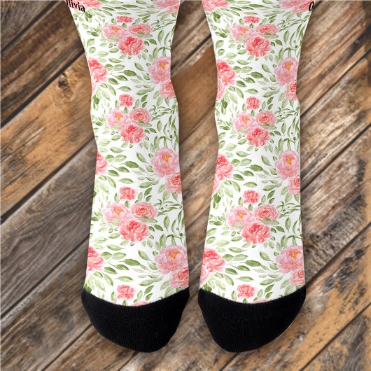 Chaussette Aquarelle Peony Floral Pattern Nom Chaussettes