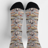 Chaussette Aquarelle poisson motif sur gris clair (Haut)