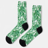 Chaussette Aquarelle Tropical Monstera Motif feuille (Gauche)