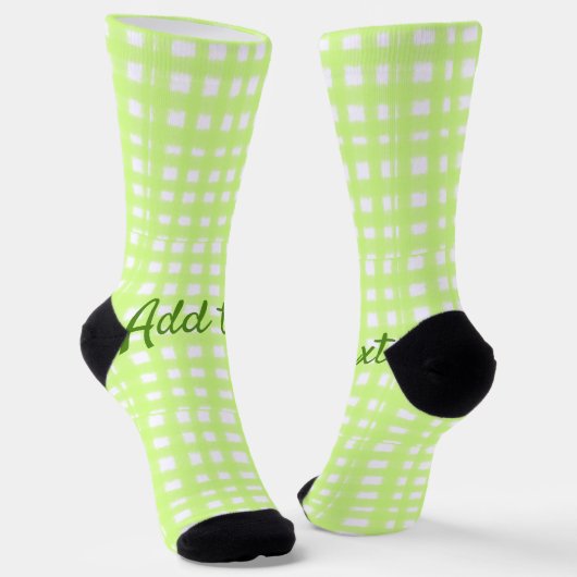 Chaussette Aquarelle vert plaid ginham personnalisé ajouter t (Angulaire)