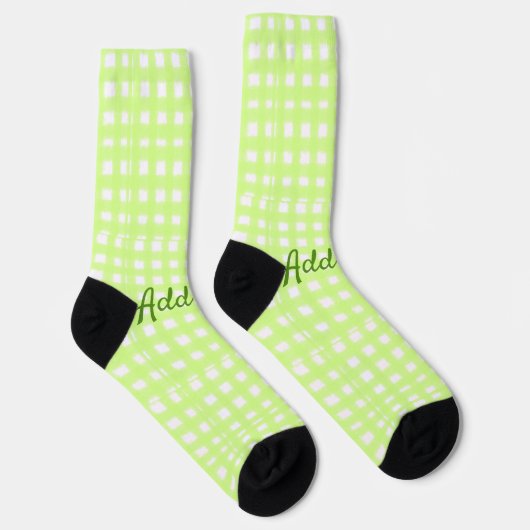 Chaussette Aquarelle vert plaid ginham personnalisé ajouter t (Droite)
