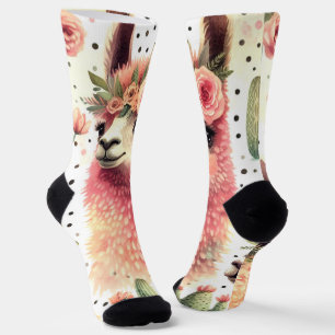 Chaussette Aquarelle vintage Cute Llama
