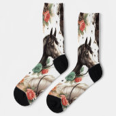 Chaussette Aquarelle vintage Peinture Cheval sans joint (Gauche)