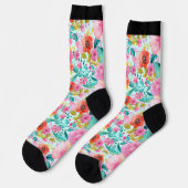 Chaussette Aquarelles colorées fleurs motif (Gauche)