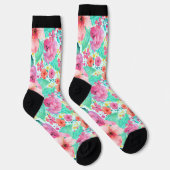 Chaussette Aquarelles colorées fleurs motif (Droite)