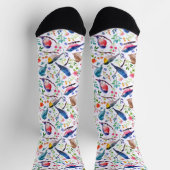Chaussette Aquarelles colorées oiseaux et fleurs motif (Haut)