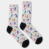 Chaussette Aquarelles colorées oiseaux et fleurs motif (Droite)