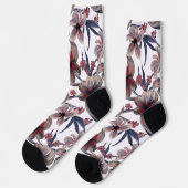 Chaussette Aquarelles Crimson Floral sur blanc (Gauche)