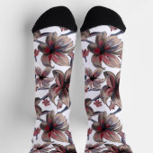Chaussette Aquarelles Crimson Floral sur blanc (Haut)